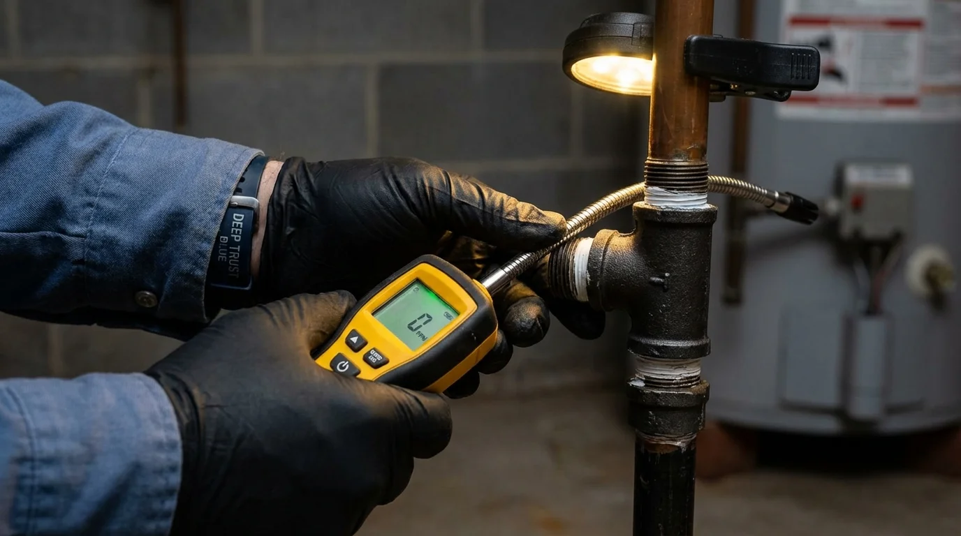 Gas leak detection with electronic sniffer by Johns Plumbing LLC in Homedale