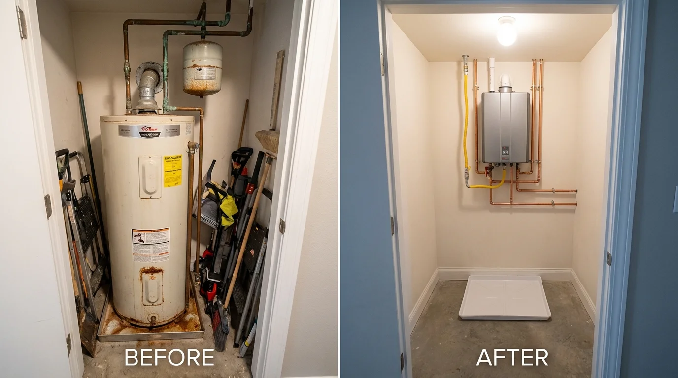 Tank water heater versus wall-mounted tankless unit comparison for Homedale, ID homeowners